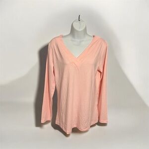 Orandesigne Women’s Pink V-Neck Long Sleeve Top – Size S – NWT